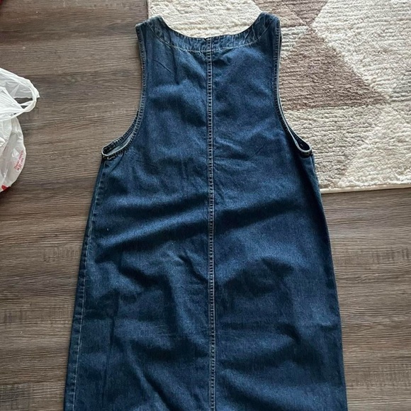 J.L. NY Women 90s Dark Wash Sleeveless Denim Floral Embroidered Maxi Dress Sz L - Picture 3 of 5